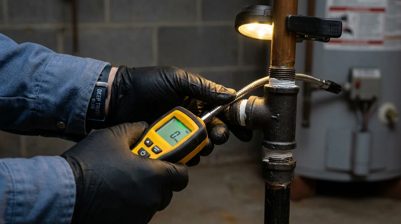 Gas leak detection with electronic sniffer by Johns Plumbing LLC in Eatonville