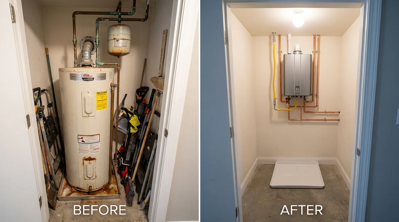 Tank water heater versus wall-mounted tankless unit comparison for Eatonville, WA homeowners