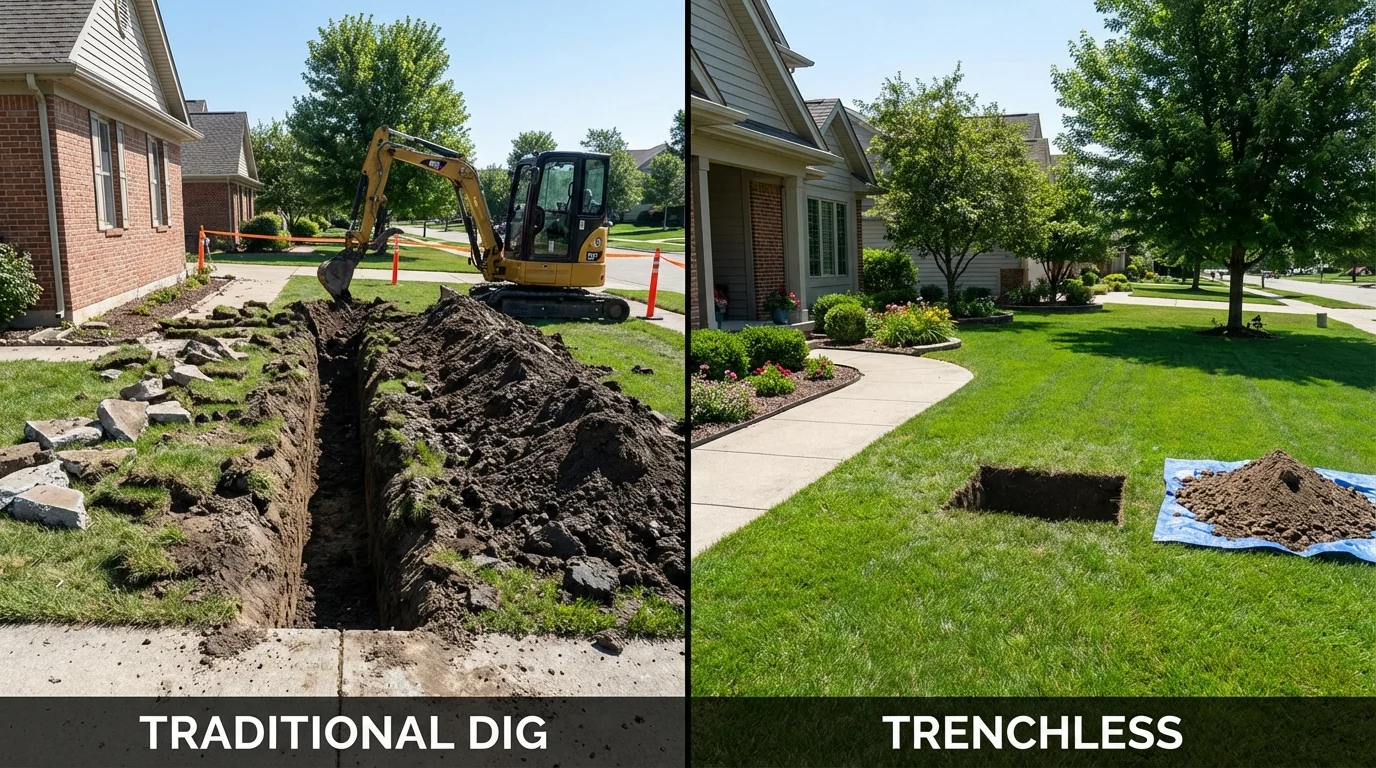 Trenchless sewer repair with minimal yard damage versus traditional excavation in Eatonville, WA